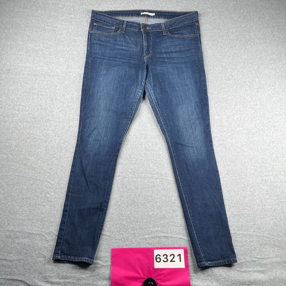 Levis 711 Skinny Jeans Womens Size 33 Blue Distressed Casual Stretch Levi